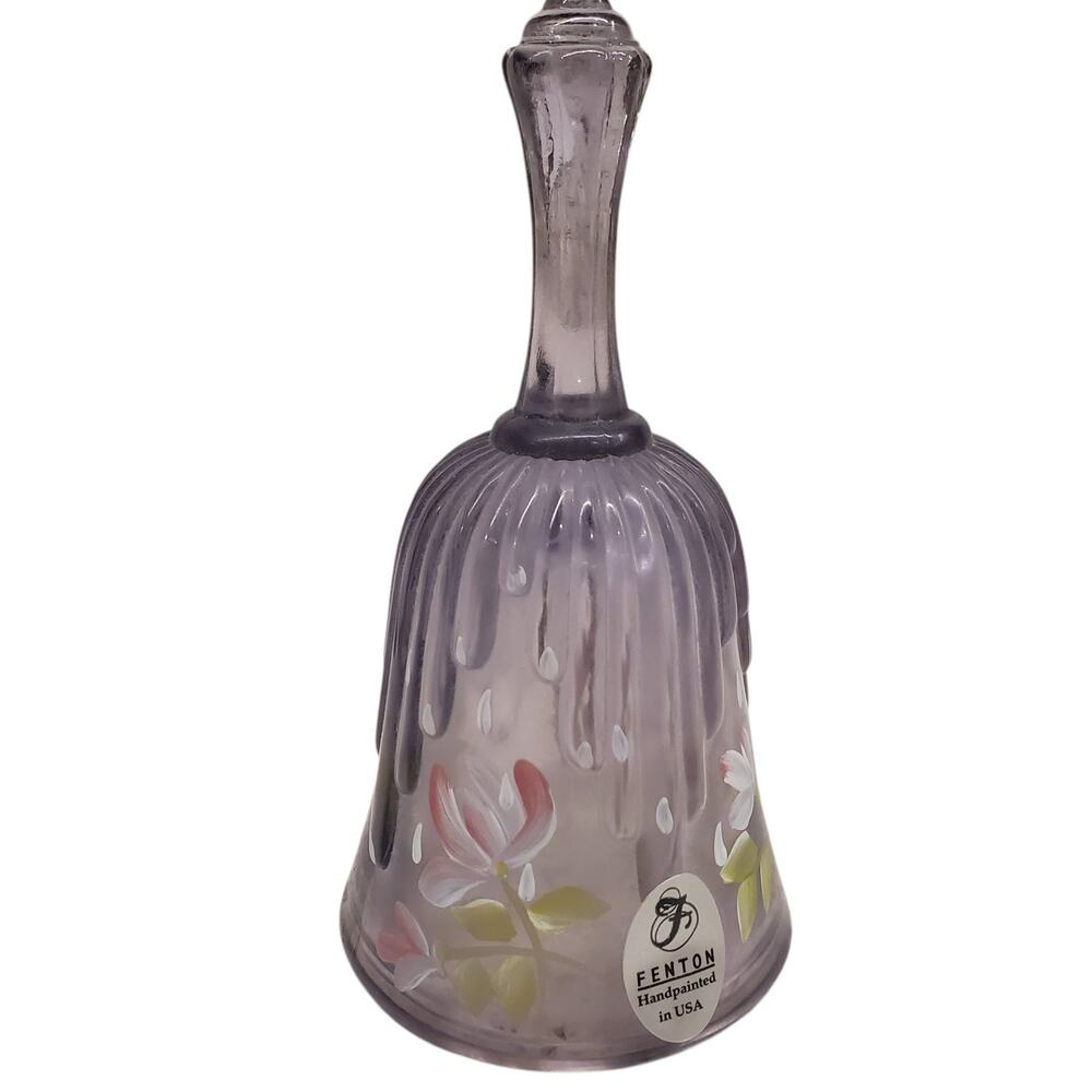 Fenton Lavender Purple Hand Painted Mini Bell Signed by George Fenton Vintage